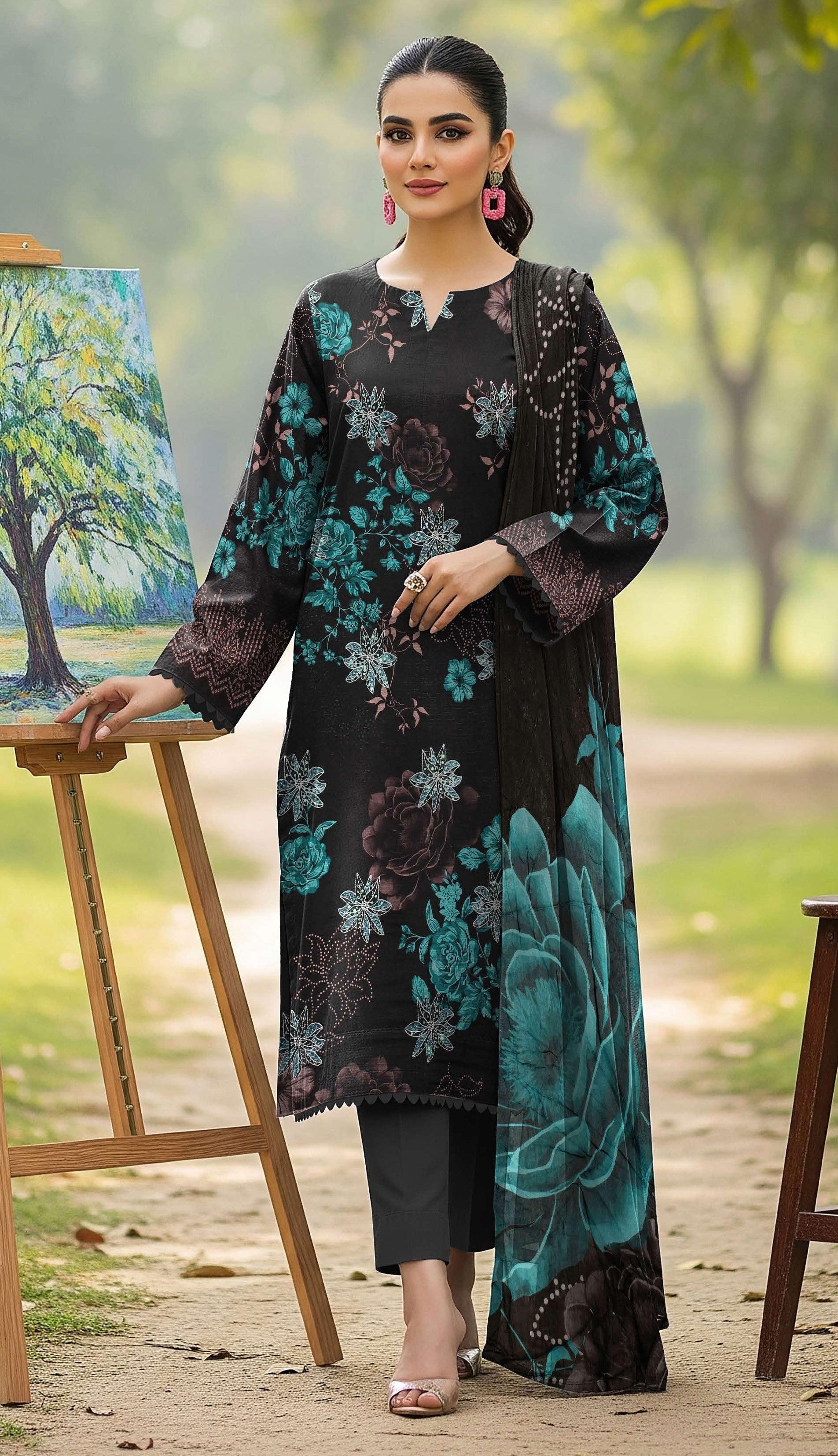3Pc Ayeza Embroidery Lawn - AL 07