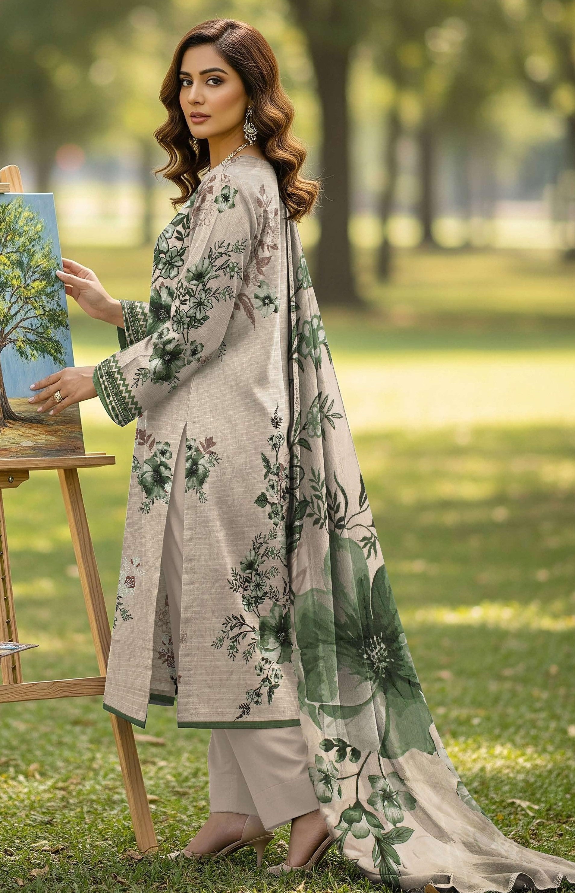 3Pc Ayeza Embroidery Lawn - AL 09