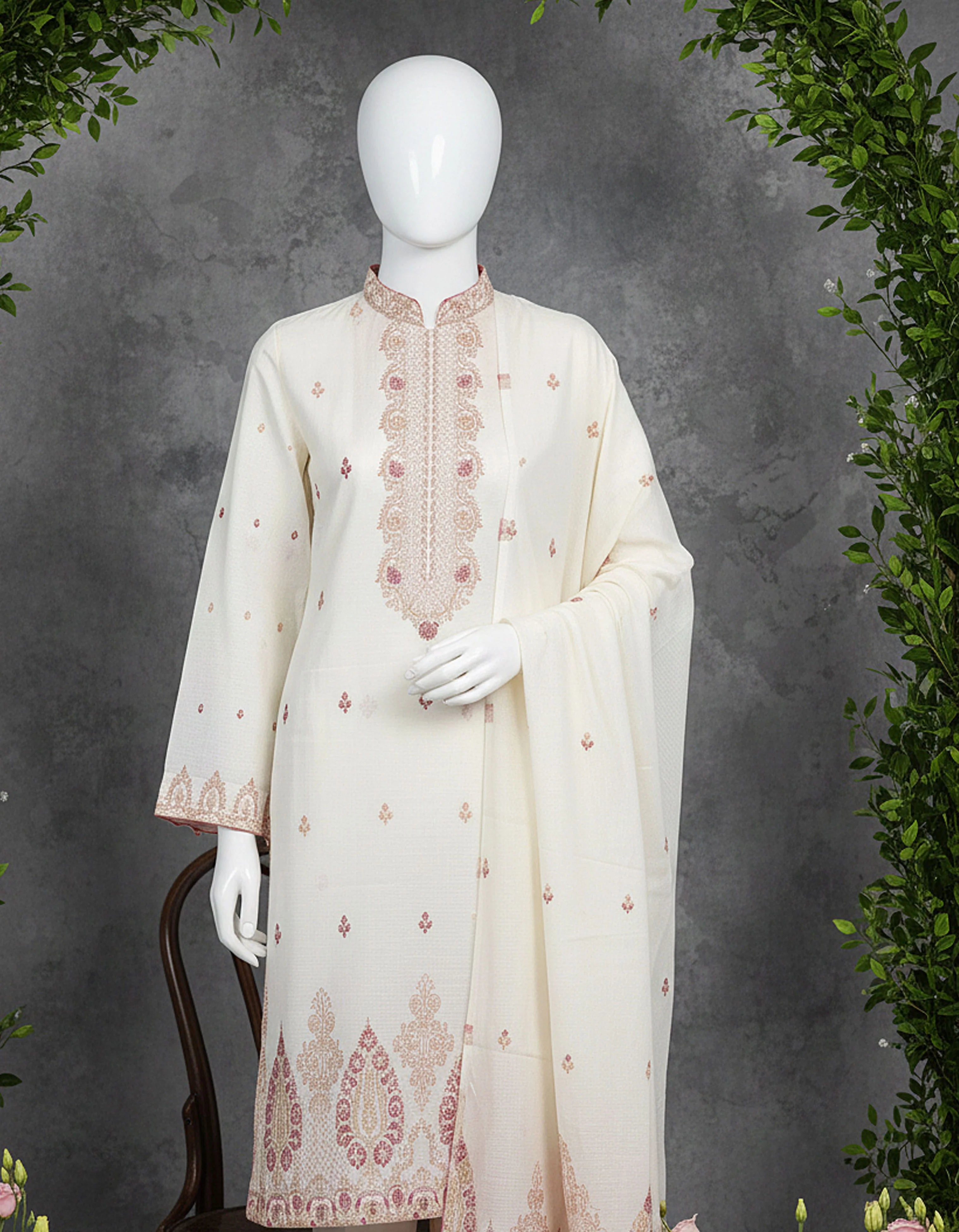 3Pc Rangoli Jacquard Lawn - RJL 10