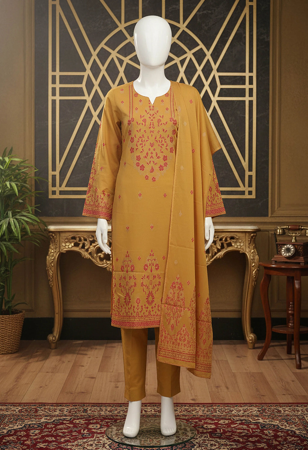 3Pc Rangoli Jacquard Lawn - RJL 01