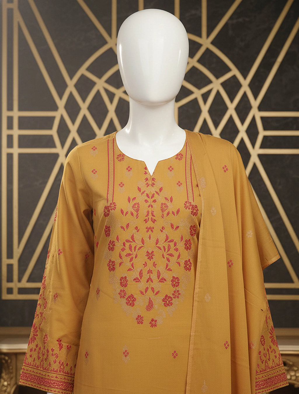 3Pc Rangoli Jacquard Lawn - RJL 01