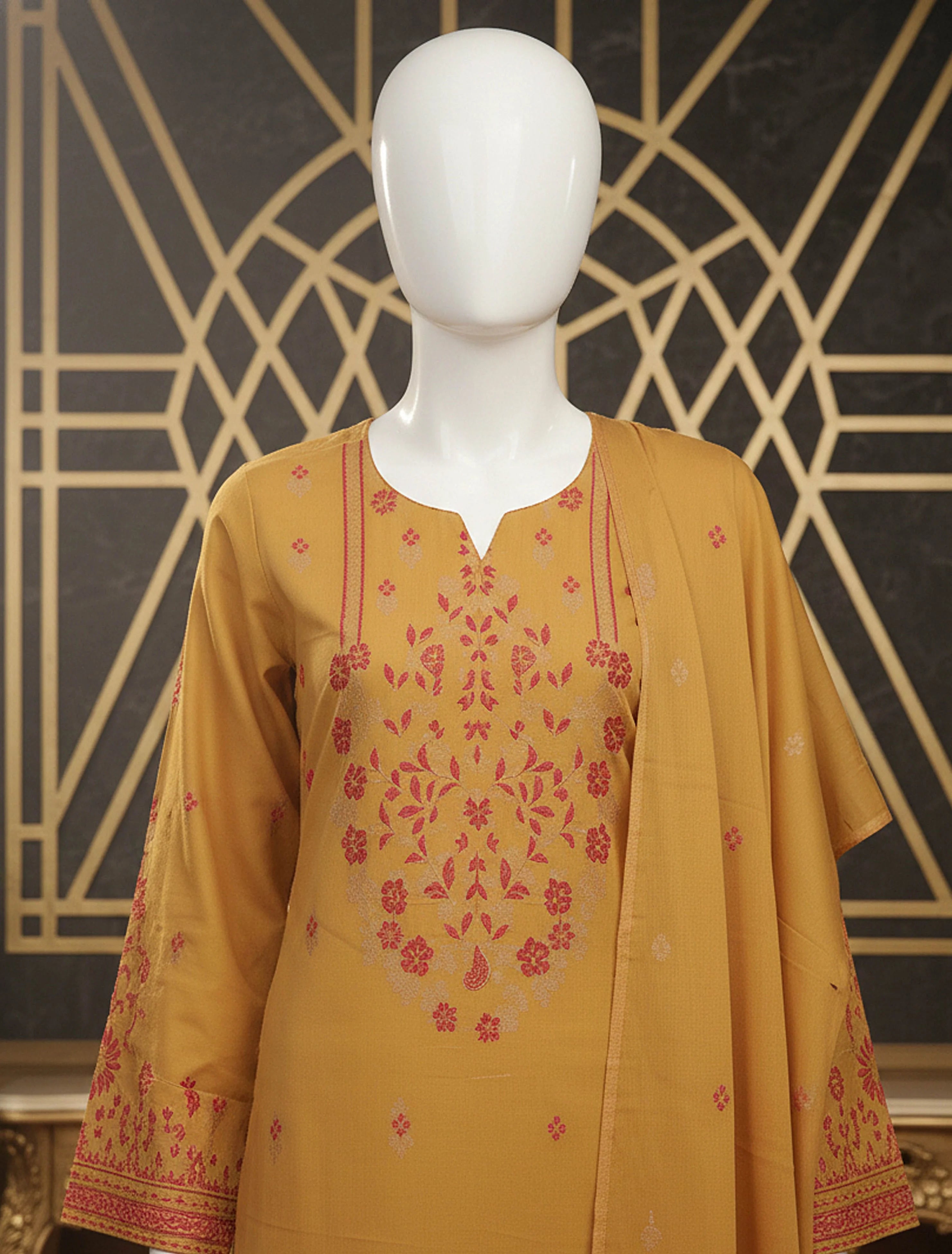 3Pc Rangoli Jacquard Lawn - RJL 01