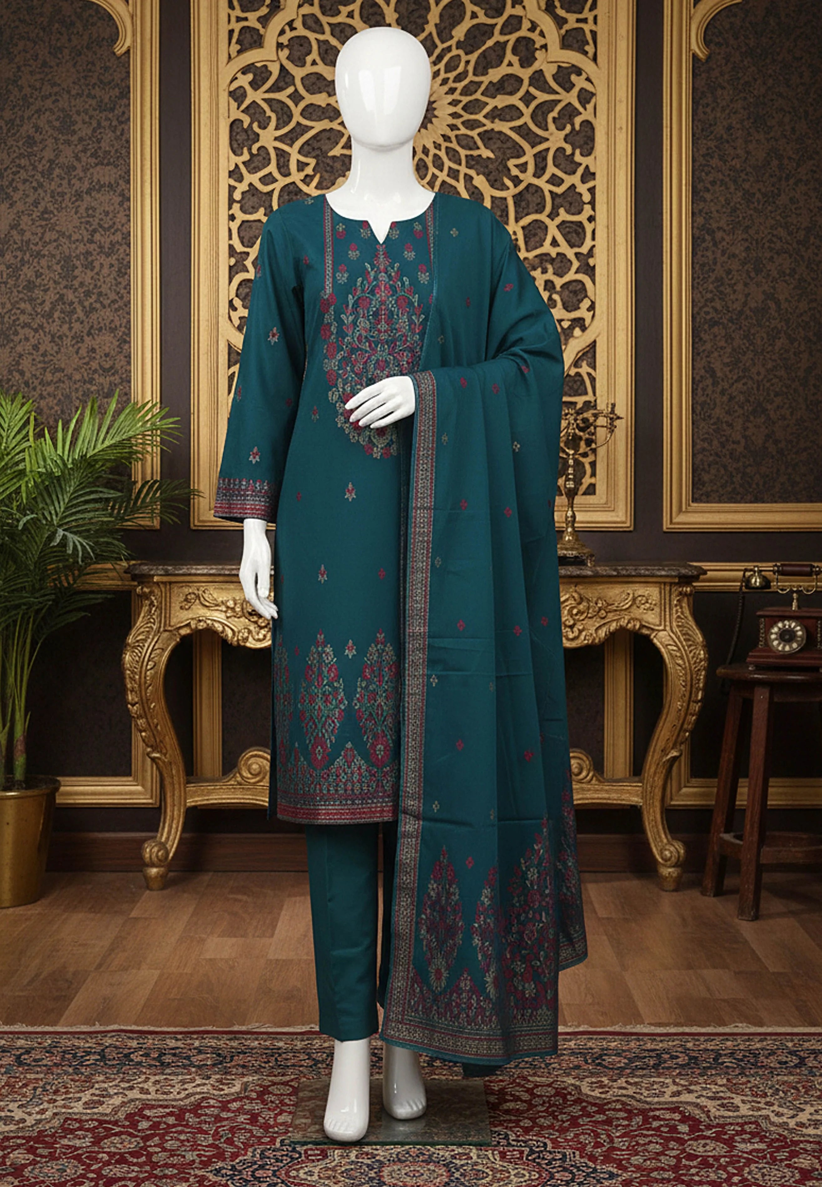 3Pc Rangoli Jacquard Lawn - RJL 05
