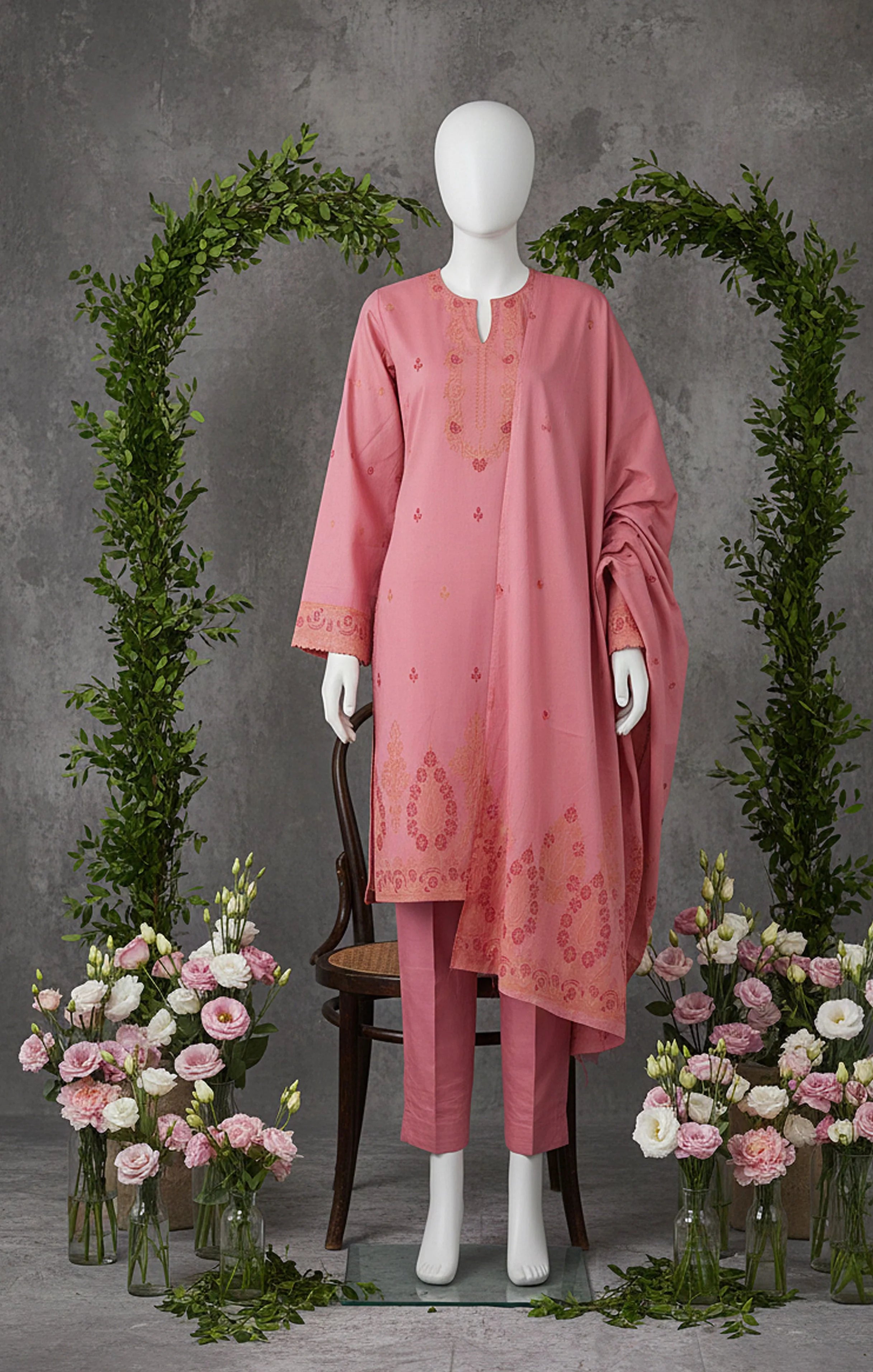 3Pc Rangoli Jacquard Lawn - RJL 07