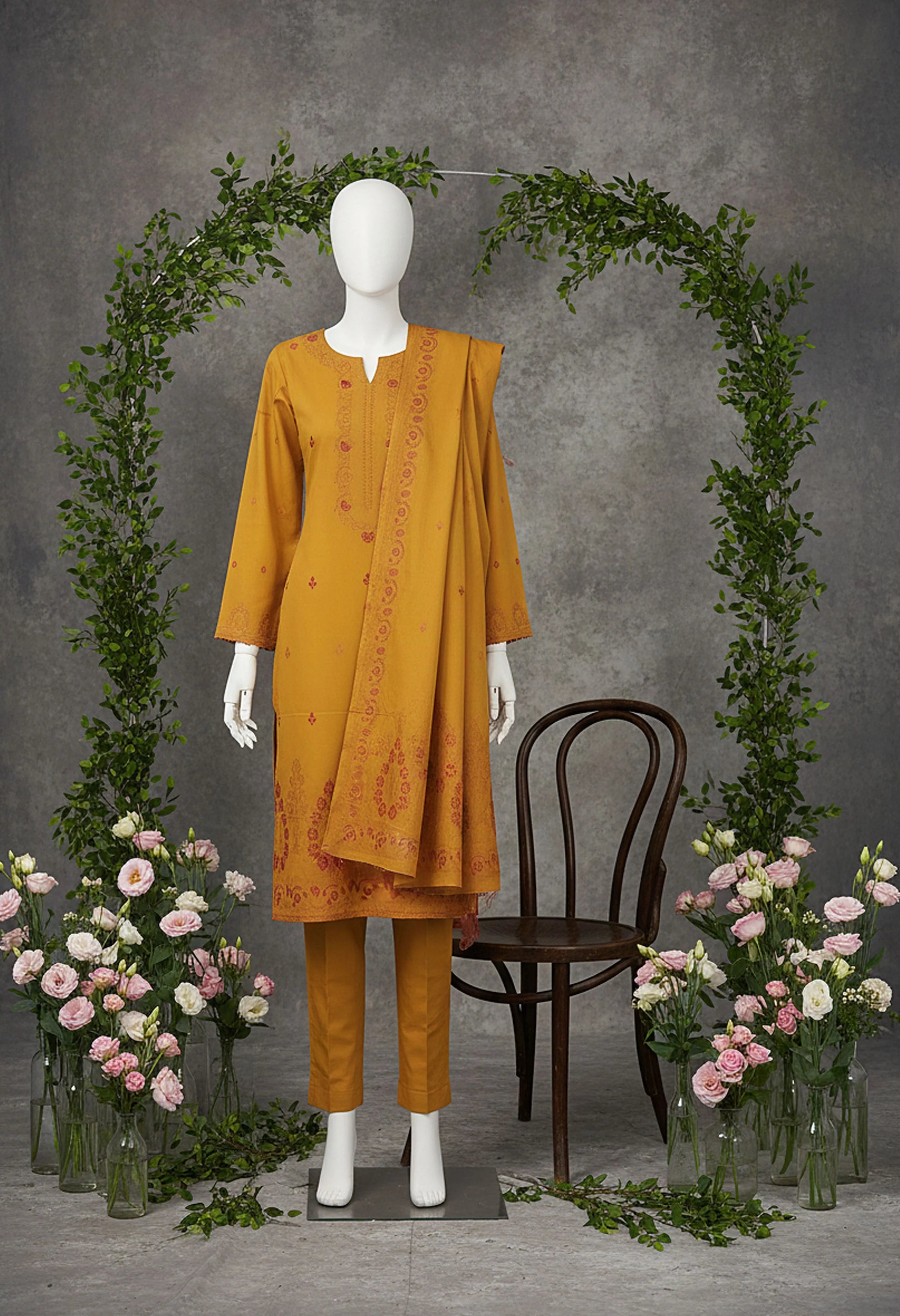 3Pc Rangoli Jacquard Lawn - RJL 08